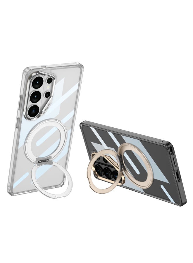 GKK Magnetic Transparent protection cover with Rotating Kickstand for Samsung Galaxy S26 Ultra (2026) Hard PC and TPU Compatible with Magsafe Wireless Charger and non-slip edges, anti-yellowing, Slim and Shockproof - Clear - Image 4